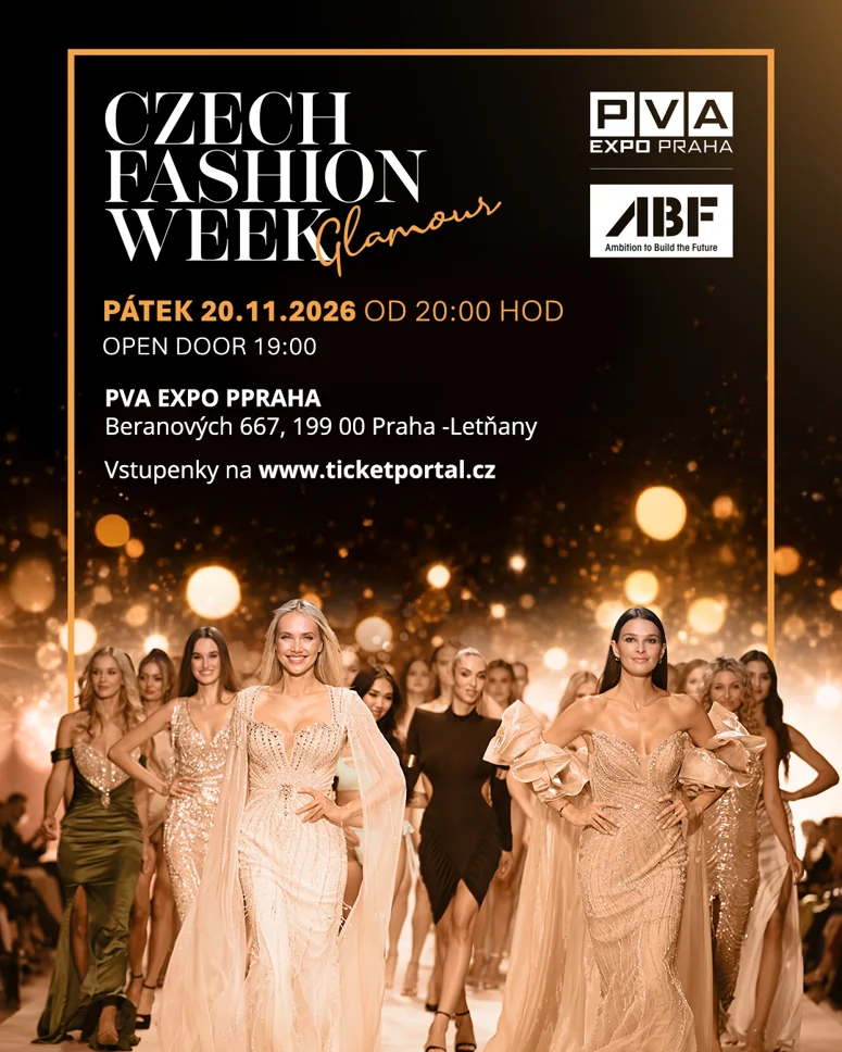 Oficiální pozvánka CFW Glamour Praha na 20. listopadu 2026 v PVA EXPO Praha.